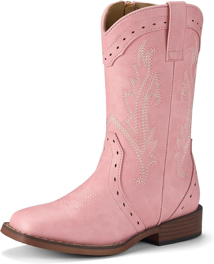 Rollda Girls Cowgirl Boots Kids Cowboy Boots Square Toe Girls Western Boots for Toddler/Little Ki... | Amazon (US)