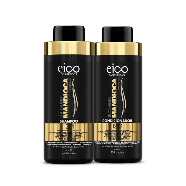 Kit Eico Tratamento Mandioca Shampoo com 450ml + Condicionador com 450ml | Drogasil BR