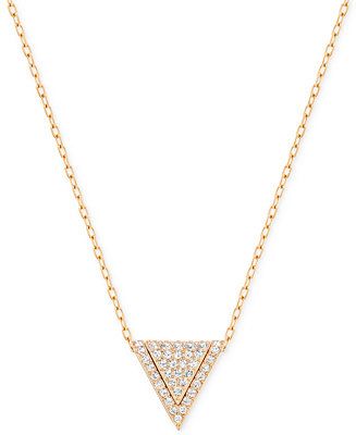 Swarovski Rose Gold-Tone Pavé Triangle Pendant Necklace | Macys (US)
