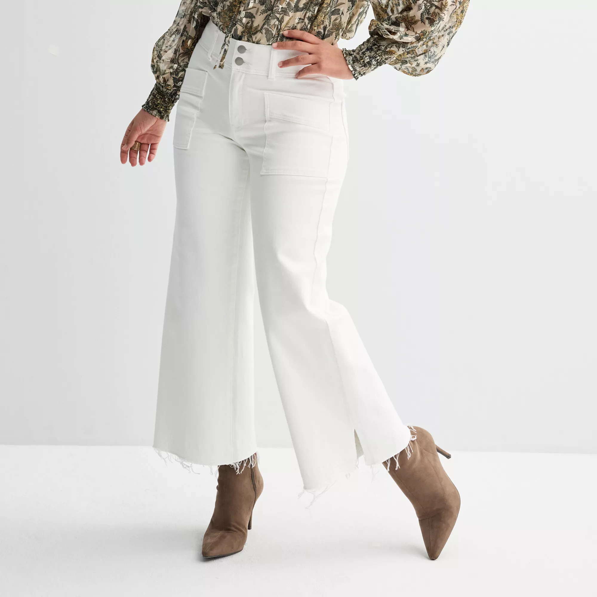 Women's Farmers Market Side Slit Wide Leg Denim Pants | Kohl's