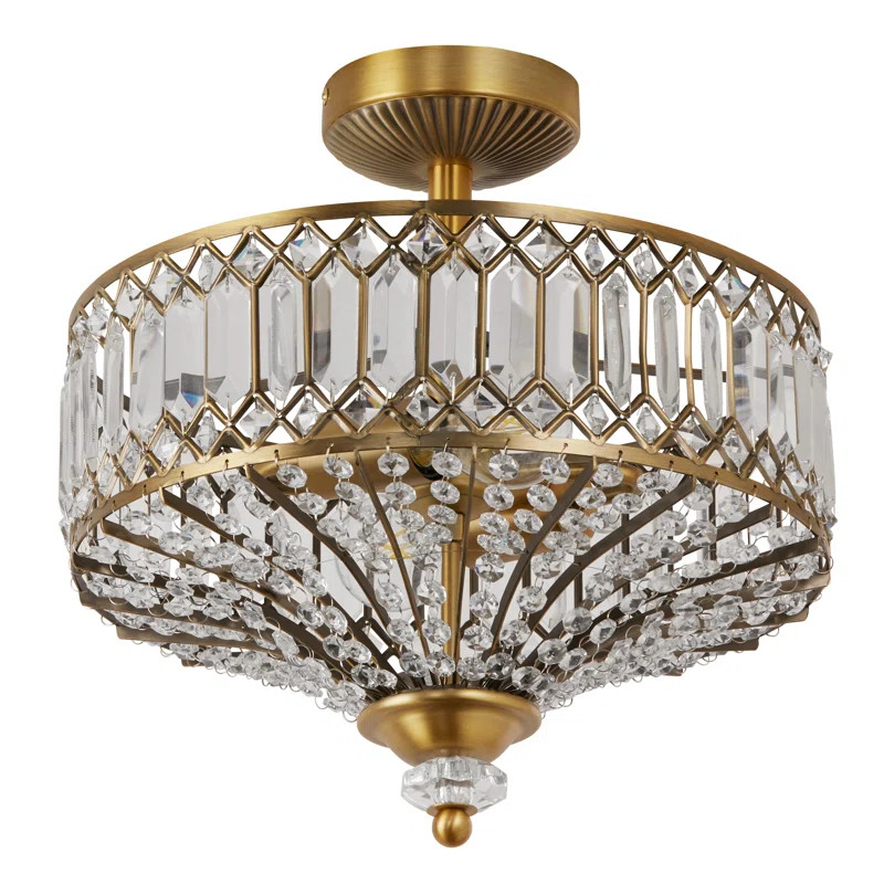Kelly Clarkson Home Laurie 2 - Light 14.75'' Carved Crystal Drum Semi Flush Mount & Reviews | Way... | Wayfair North America