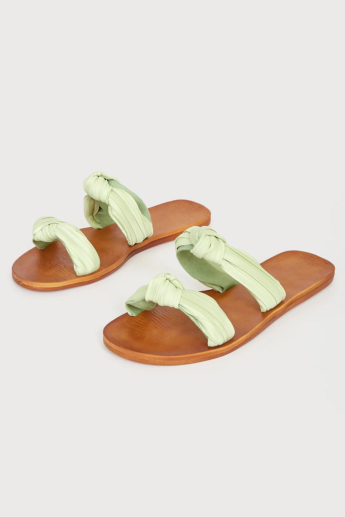 Mischa Mint Green Knotted Slide Sandals | Lulus (US)