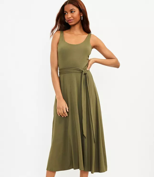 Tie Waist Midi Dress | LOFT