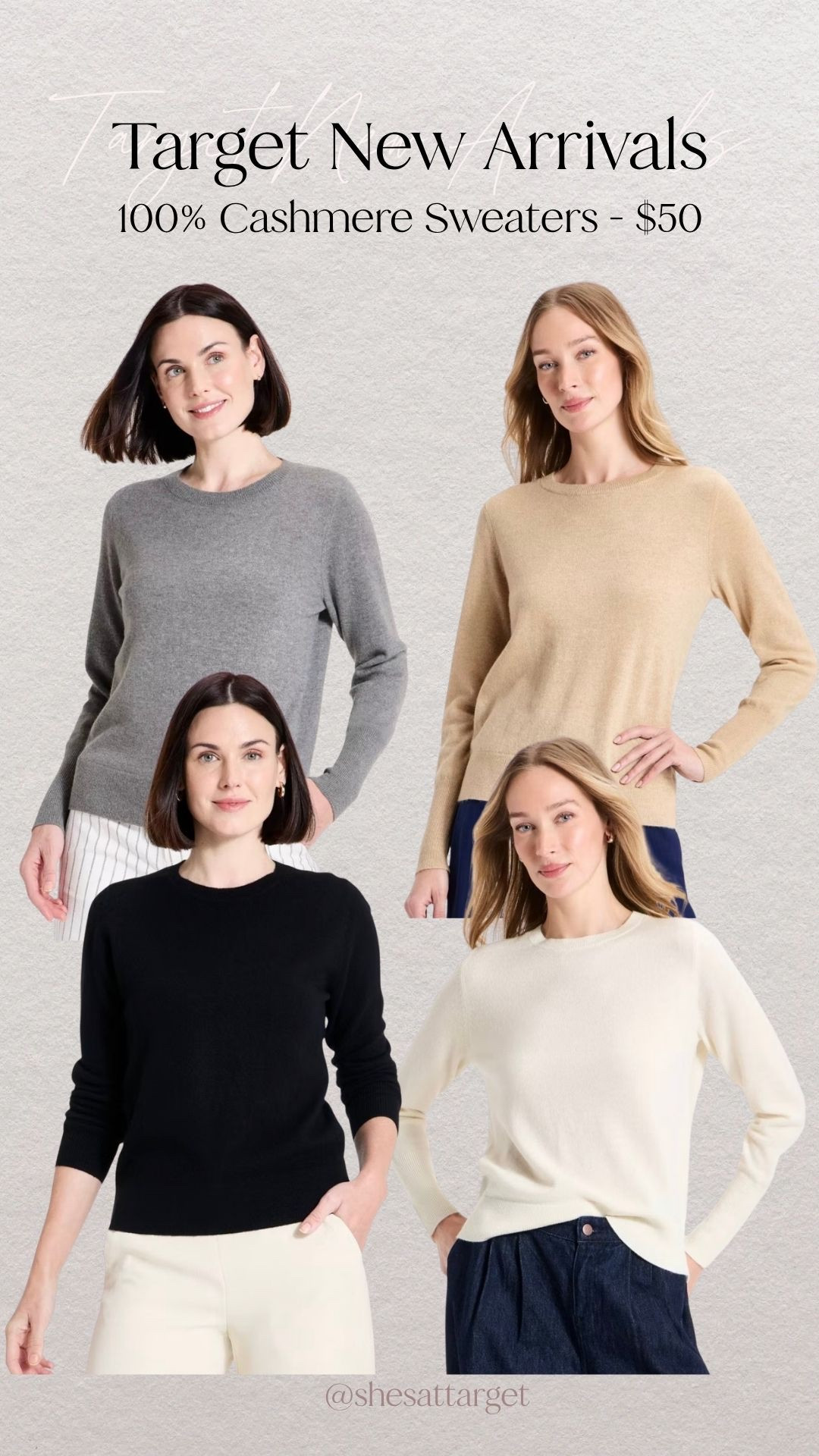 New at Target! 100% cashmere sweaters for $50!