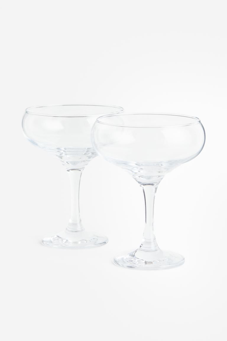 2-pack coupe cocktail glasses - Clear glass - Home All | H&M GB | H&M (UK, MY, IN, SG, PH, TW, HK)