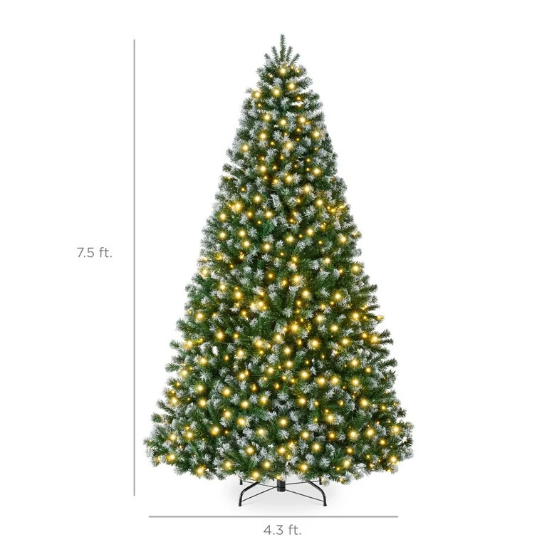 Best Choice Products Artificial Frosted Christmas Tree, 7.5ft Premium Pre-Lit Spruce Design, Dens... | Walmart (US)