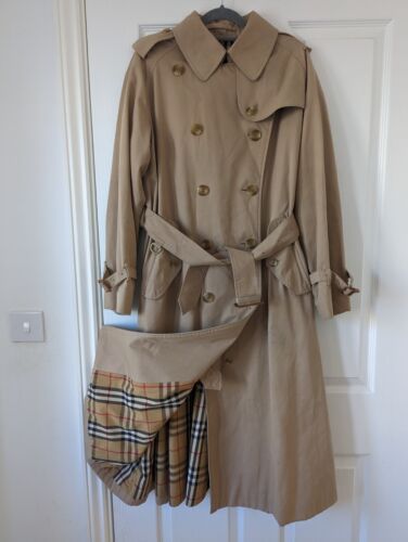 Burberry Vintage Women Tartan Haymarket Cotton Blend Beige Trench Coat UK 14/16  | eBay | eBay UK