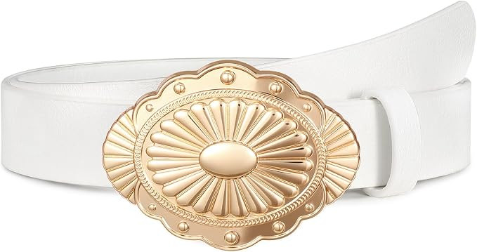 Women-Western-Cowgirl-Belt-Country-Concho Vintage Leather Belt with Concho Turquoise Buckle | Amazon (US)