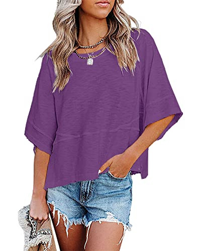 Batwing Sleeve,Cute Basic Flowy Tees,Boho Tops, Summer Outfits | Amazon (US)