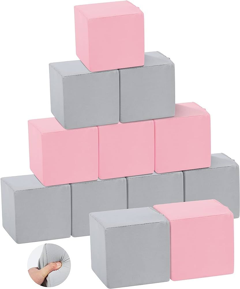 TRENDBOX 12 Pcs Toddler Foam Blocks, 5.5inch Soft Foam Cubes Blocks with Detachable Washable Cove... | Amazon (US)