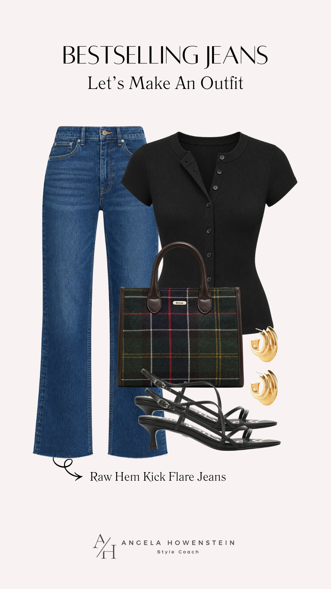 These bestselling raw hem kick flare jeans are one of my most-worn pairs. Add a fitted ribbed tee, strappy heels, and a classic plaid tote for an elevated everyday look that’s perfect for lunch, dinner, or date night.

👩‍💻 LTK PRO TIPS
❤️ Heart = Support my posts ;-)
🔖 Save = Get sale & restock alerts for the things you love!
📋 Lists = Keep favorites organized (List ideas: Christmas, Birthdays, and Vacations!)
📲 Share = Send lists and products to a friend (or your daughters like me).
💬 Comment = Ask me anything, and I’ll answer. ;-) 

 #LTKgrwm #LTKSeasonal #LTKOver40