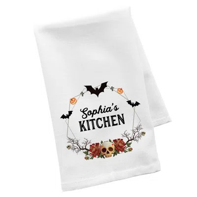 Custom Halloween Kitchen Towel, Kitchen With Skull And Roses, Custom Name | Wayfair North America