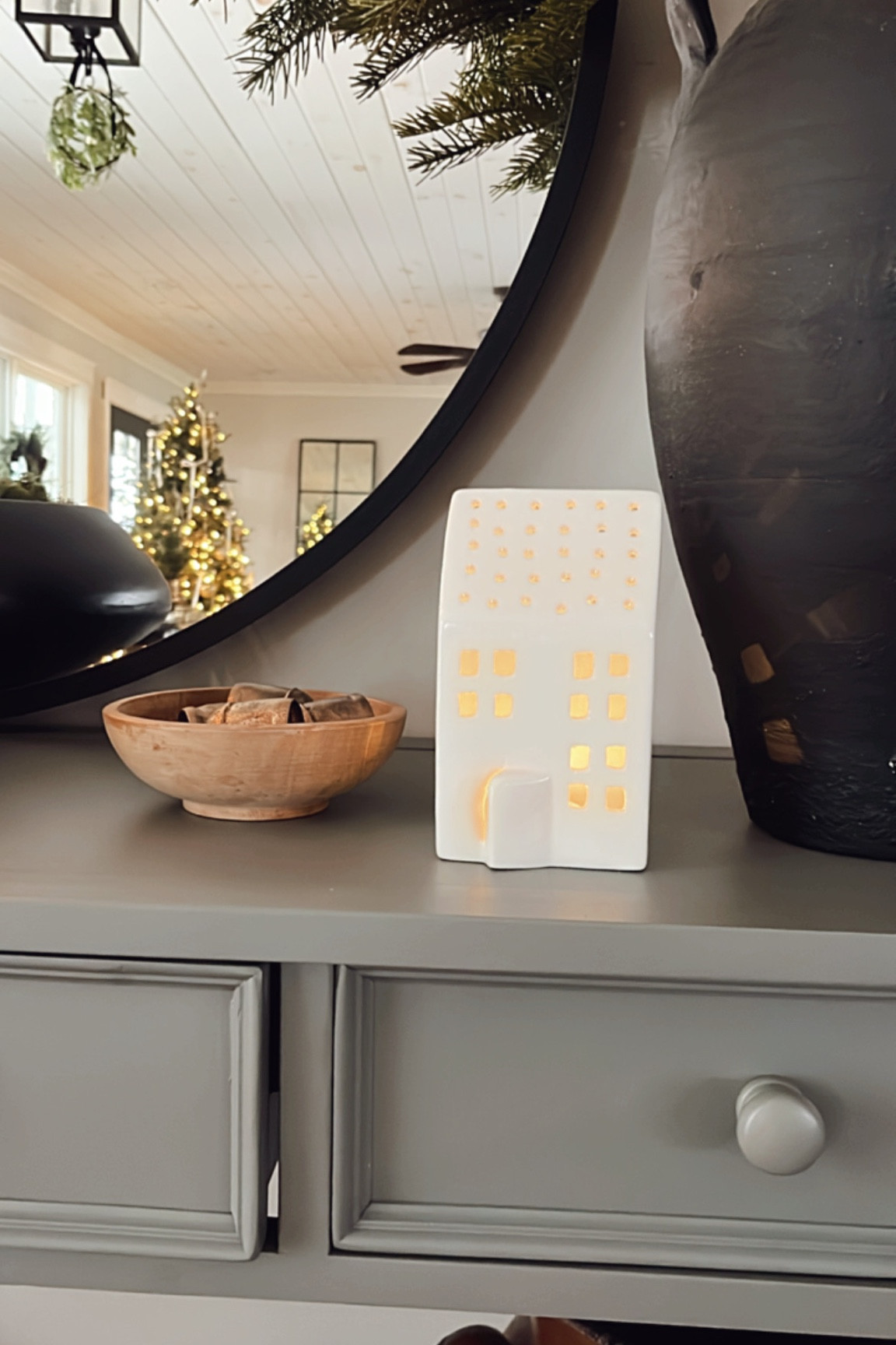 Christmas home decor! 
LED light up ceramic house from target#LTKunder50

#LTKhome #LTKHoliday