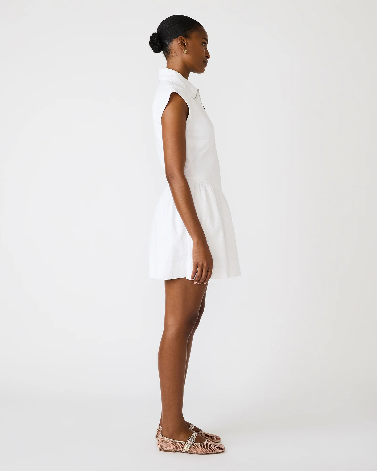 GRACYN White Zipper Collared Women's Mini Dress | Steve Madden (US)