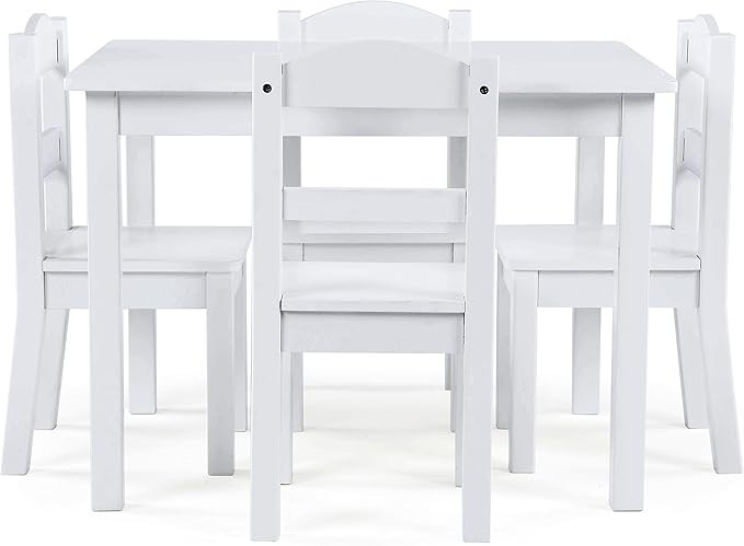 Humble Crew Kids Wooden Table and 4 Chairs Set, White - Kids Table and Chair Set for Toddlers and... | Amazon (US)