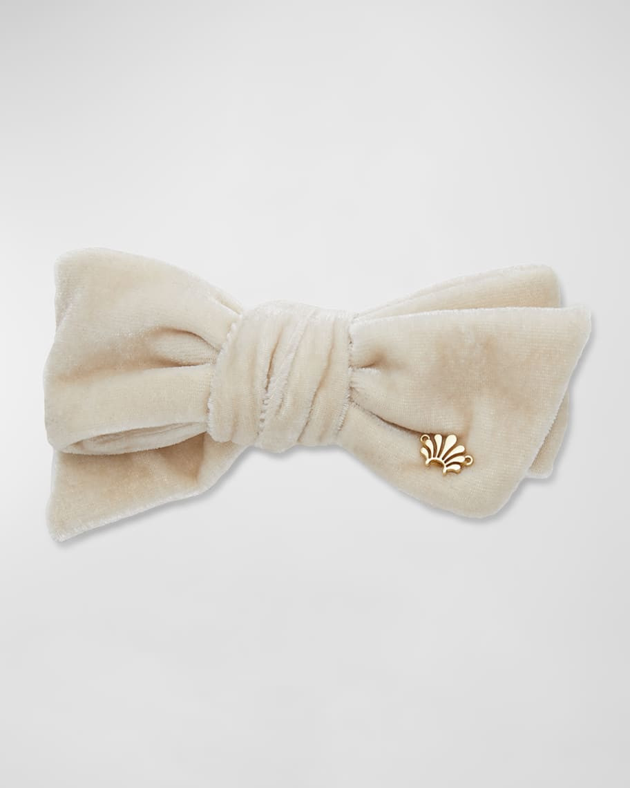 Lele Sadoughi Velvet Ivory Bow Tie Barrette | Neiman Marcus
