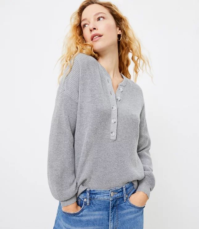 Ribbed Henley Sweater | LOFT