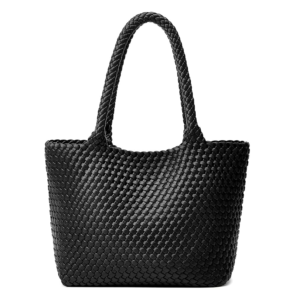 Woven Tote Bag Womens Purse: Vegan Leather Shoulder Handbags - Fashion Summer Beach Tote Bags - L... | Amazon (US)