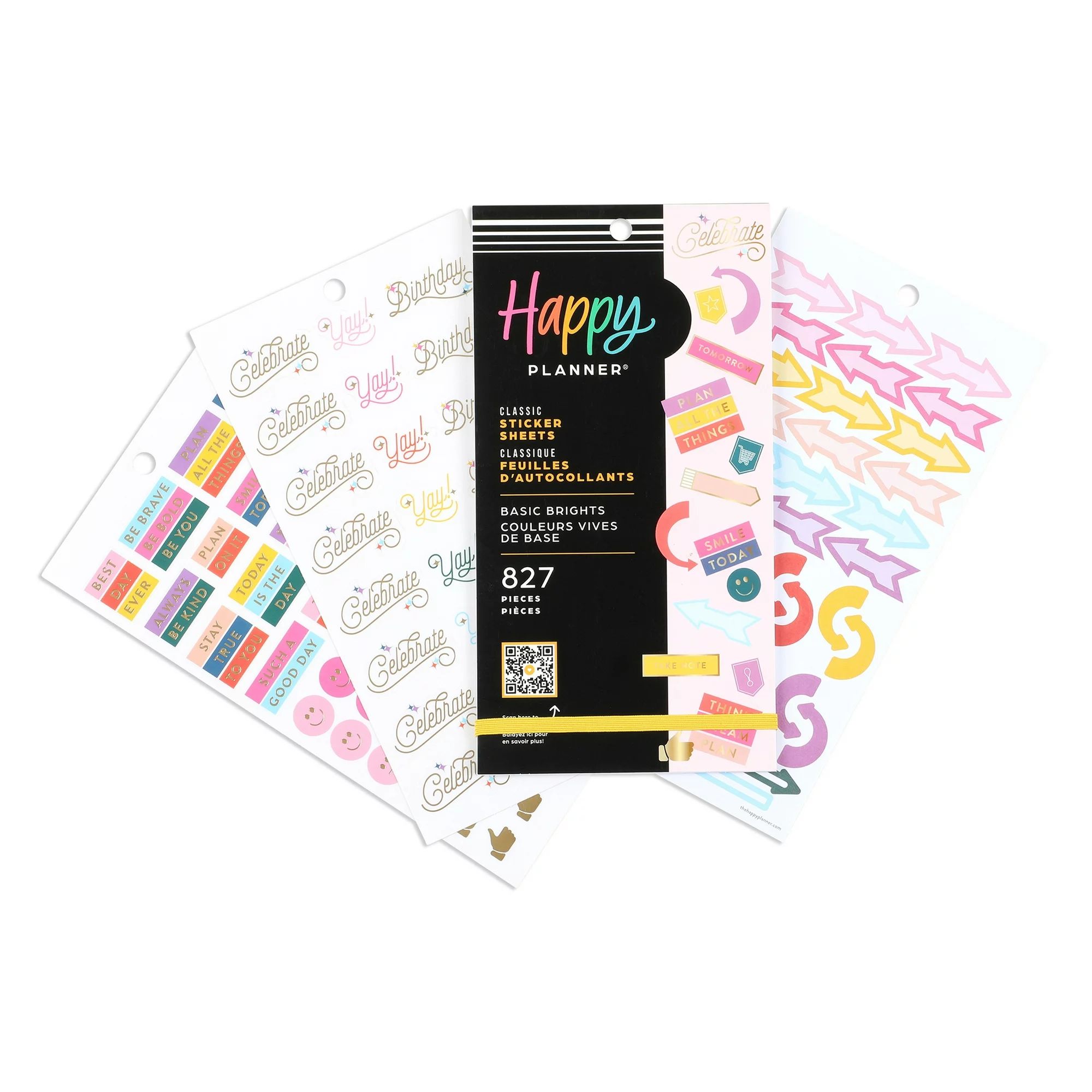 Happy Planner, 10 Sheet Sticker Pack, Basic Brights Theme, 4.75 x 9", 827 Stickers, Multicolor | Walmart (US)