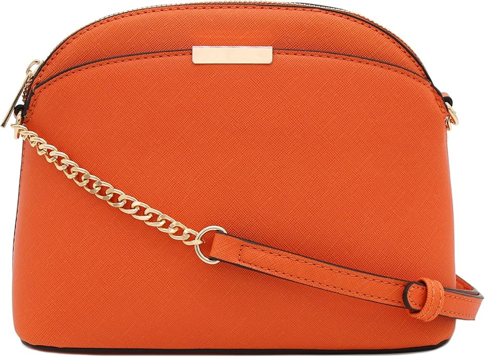 FashionPuzzle Saffiano Small Dome Crossbody bag with Chain Strap | Amazon (US)
