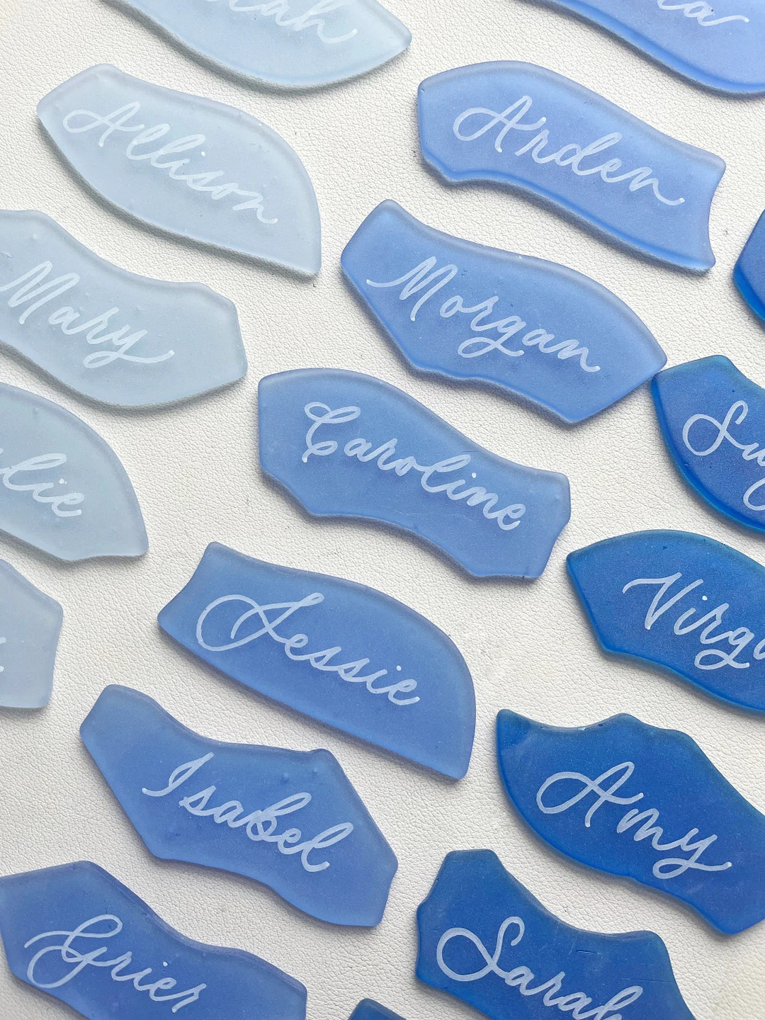 Calligraphy Sea Glass Place Cards, Wedding Place Cards, Place Cards, Unique Place Cards - Etsy | Etsy (US)