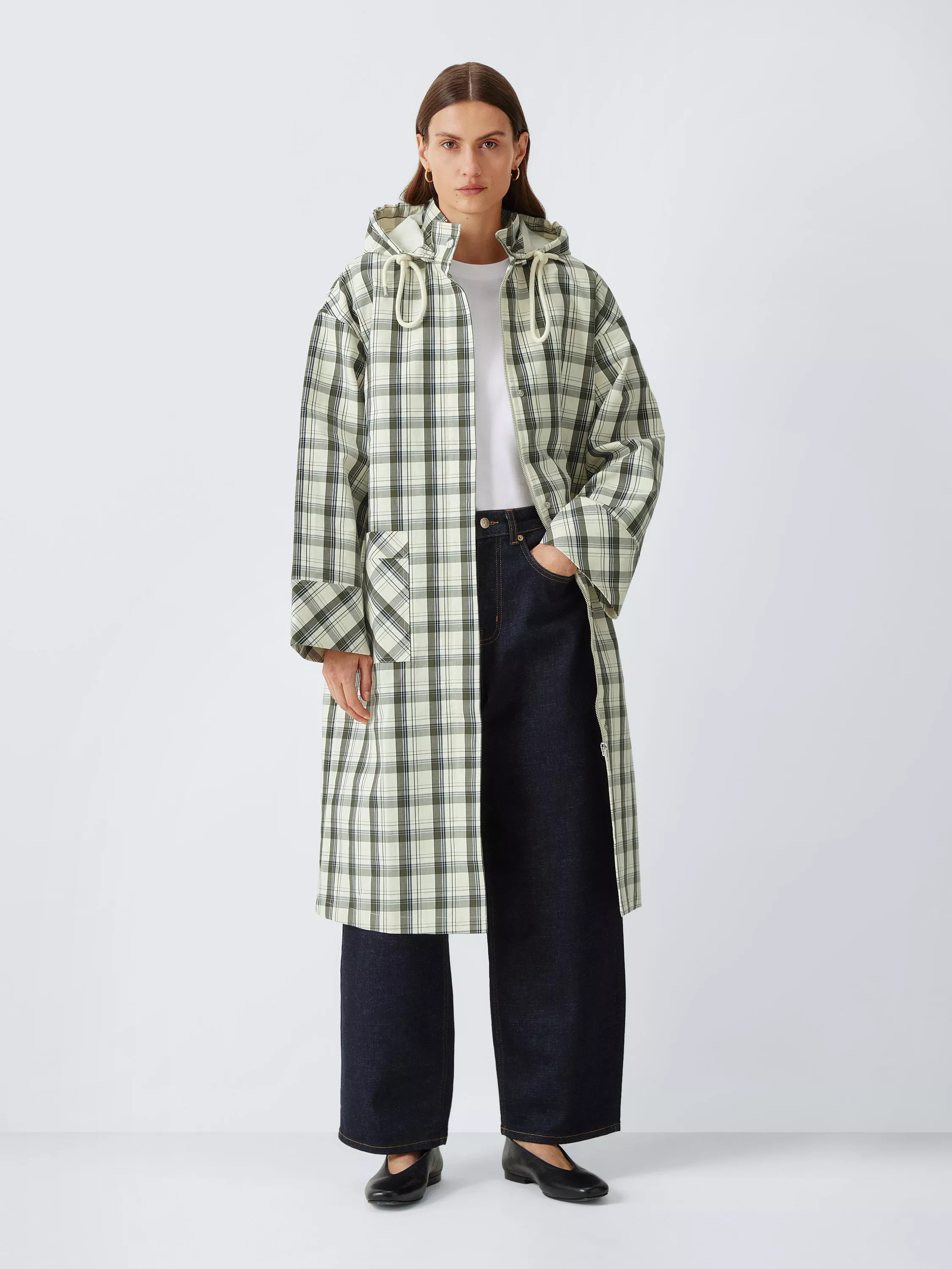 Check Hooded Trench Coat, Check | John Lewis (UK)