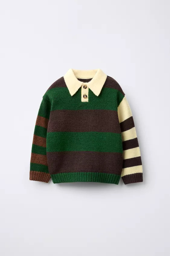 STRIPED KNIT POLO SHIRT | Zara US