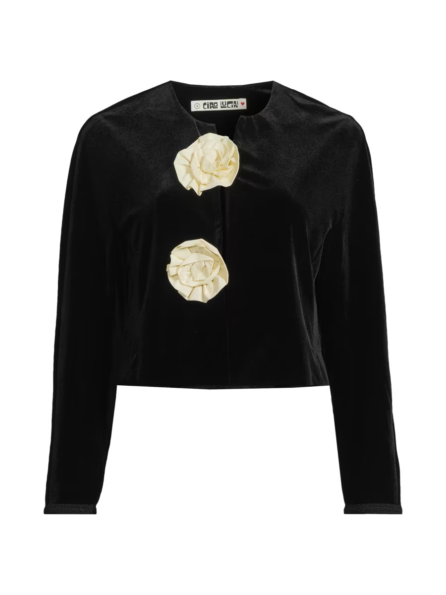 Javiera Rosette Velvet Jacket | Saks Fifth Avenue