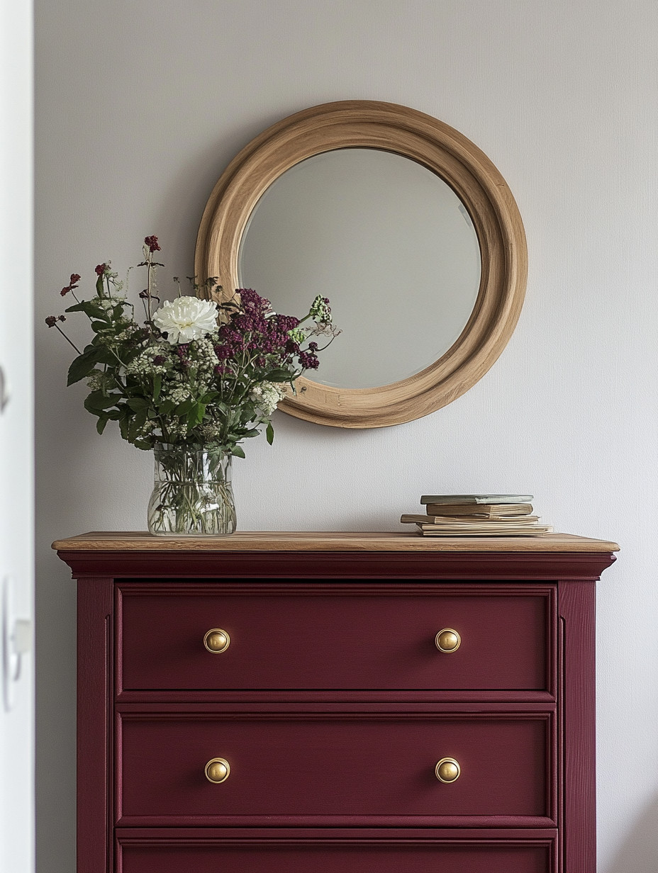 Burgundy is not just for fashion.

Bring this rich, rustic elegance into your home with a bold burgundy dresser. Deep, warm, and sophisticated, this shade instantly transforms a space from simple to statement-making.

Place it in:
• Your walk-in closet for a dramatic boutique feel
• Your bedroom for warmth and depth
• Your living room as an unexpected accent piece

Pair it with a natural wood frame mirror for earthy charm or a gold frame mirror for a refined, elevated finish. Add fresh florals or stacked books on top, and the look is complete.

Color is confidence in home decor.
And burgundy does it beautifully.

#BurgundyDecor #StatementFurniture #ElegantHome #RusticElegance #HomeStyle #InteriorInspo #BoldInteriors #LuxuryDetails #TimelessDesign #ClosetGoals 

 #LTKHome