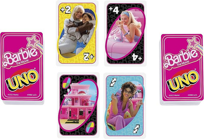 UNO Barbie The Movie Card Game, Inspired by the Movie for Family Night, Game Night, Travel, Campi...