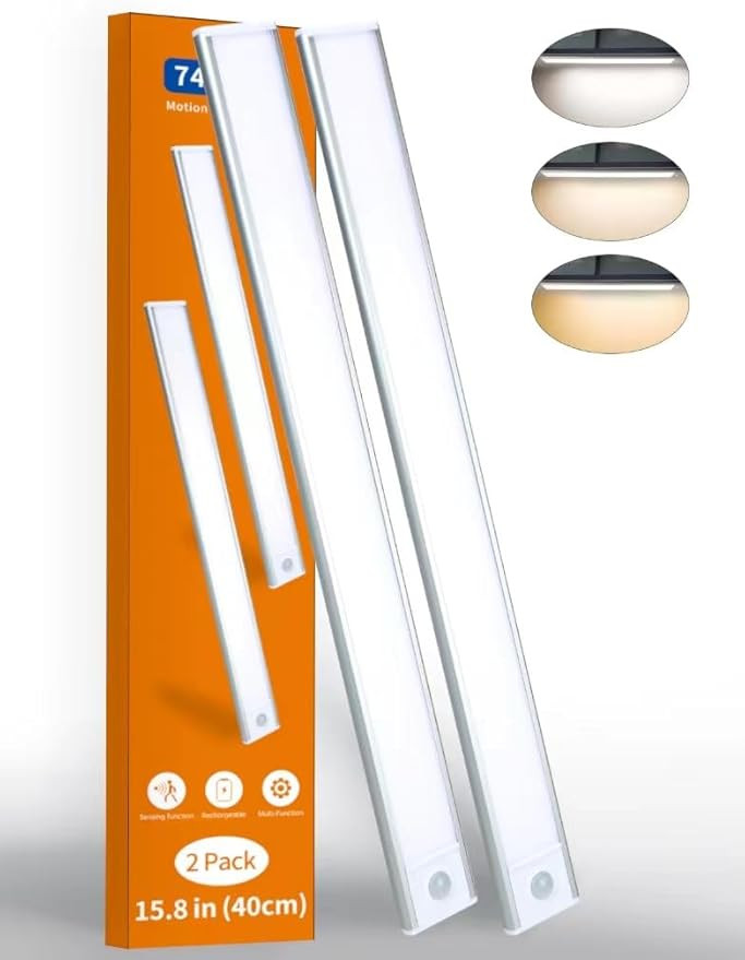 2Pack 15.8in 74LED Under Cabinet Lighting Motion Sensor Closet Light Indoor 3Colors Dimmable 1500... | Amazon (CA)