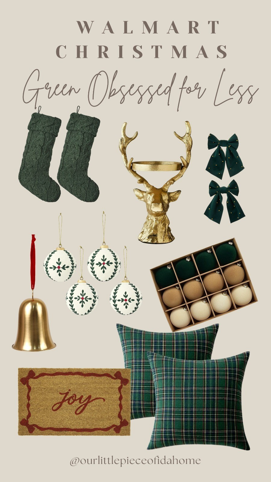 Sharing my favorite Christmas Finds from Walmart in that brass/beige and pretty green tones. 

#LTKFindsUnder50 #LTKSeasonal #LTKHoliday