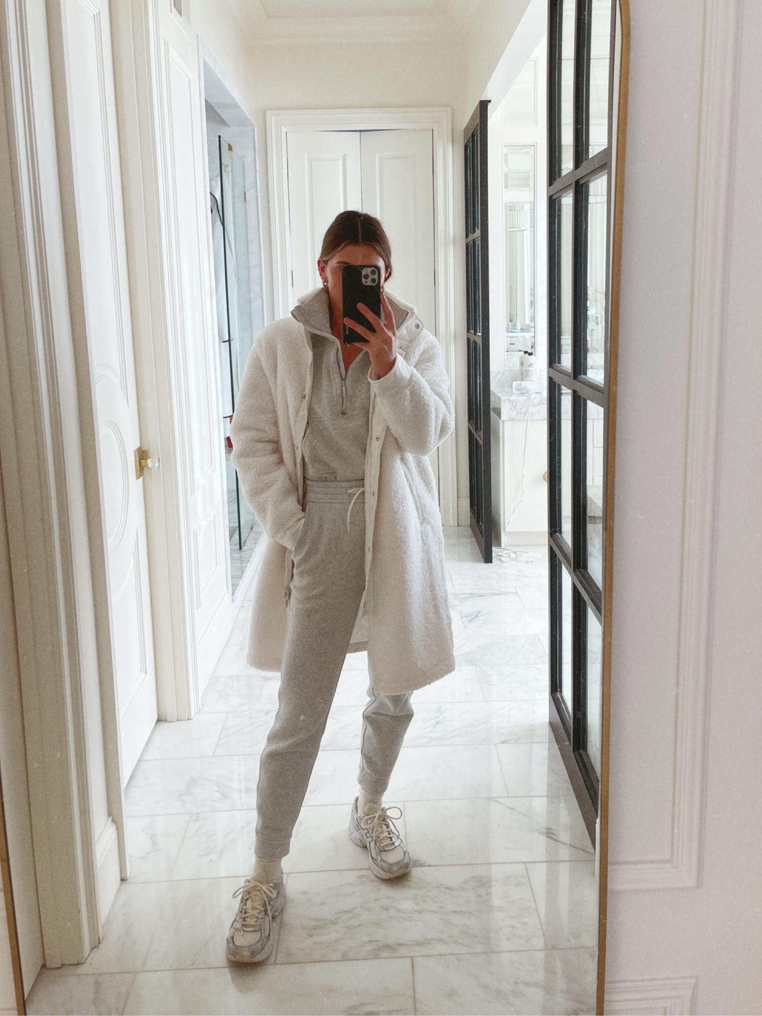 Daily outfit, casual loungewear, school drop off look, cellajaneblog 
Top size small
Bottoms size small/4