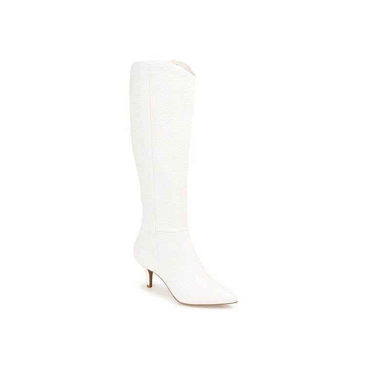 Journee Collection Estrella Wide Calf Boot | Women's | White | Size 12 | Boots | Kitten | DSW