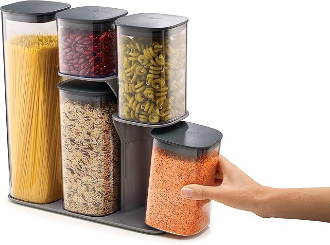 Joseph Joseph Podium Dry Food Storage Container Set with Stand, 5-piece, Gray | Amazon (US)