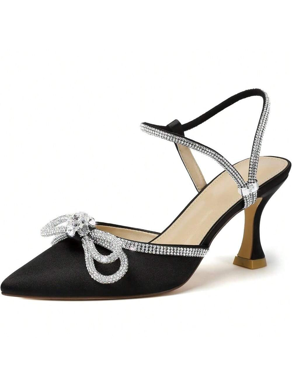 RIBONGZ Women's Wedding Shoes Glitter Sparkly Pointed Toe Strappy High Heels Sexy Ankle Strap Pum... | SHEIN