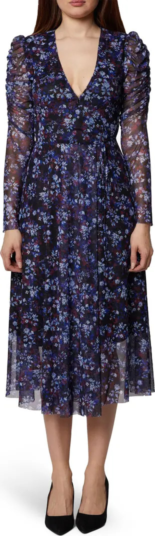 Long Sleeve Mesh Wrap Dress | Nordstrom Rack