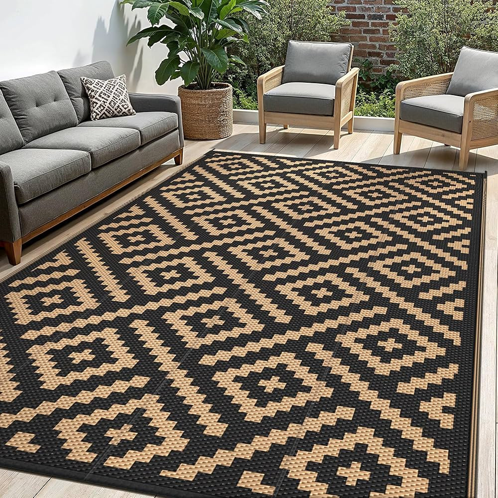 Outdoor Rug for Patio - Waterproof Plastic Straw Camping Rugs 4x6 ft, Reversible Outdoor Indoor R... | Amazon (US)