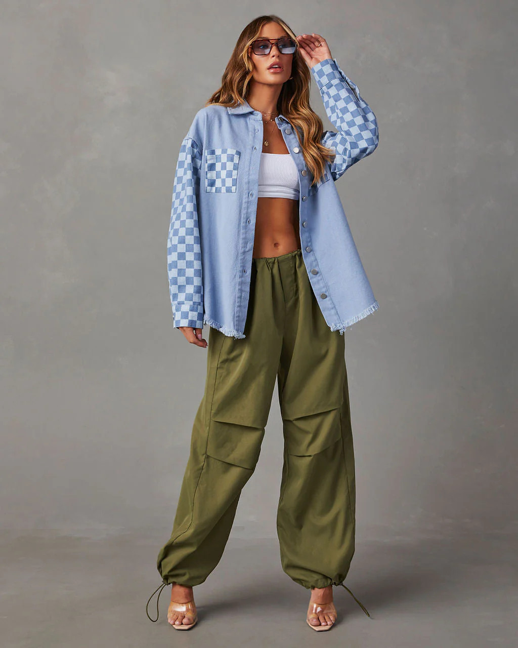 Inez Checkered Contrast Shacket | VICI