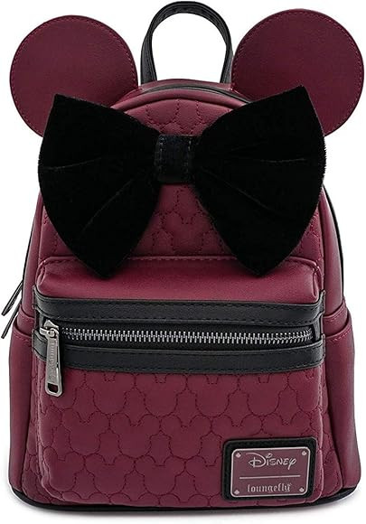 Loungefly Minnie Mouse Maroon Quilted Womens Double Strap Shoulder Bag Purse | Amazon (US)