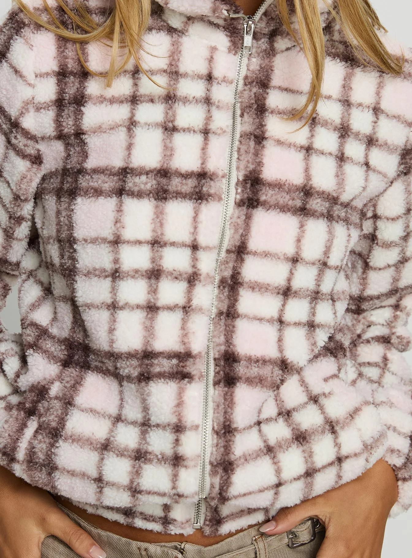 Vannessa Collared Jacket Pink Check | Princess Polly US