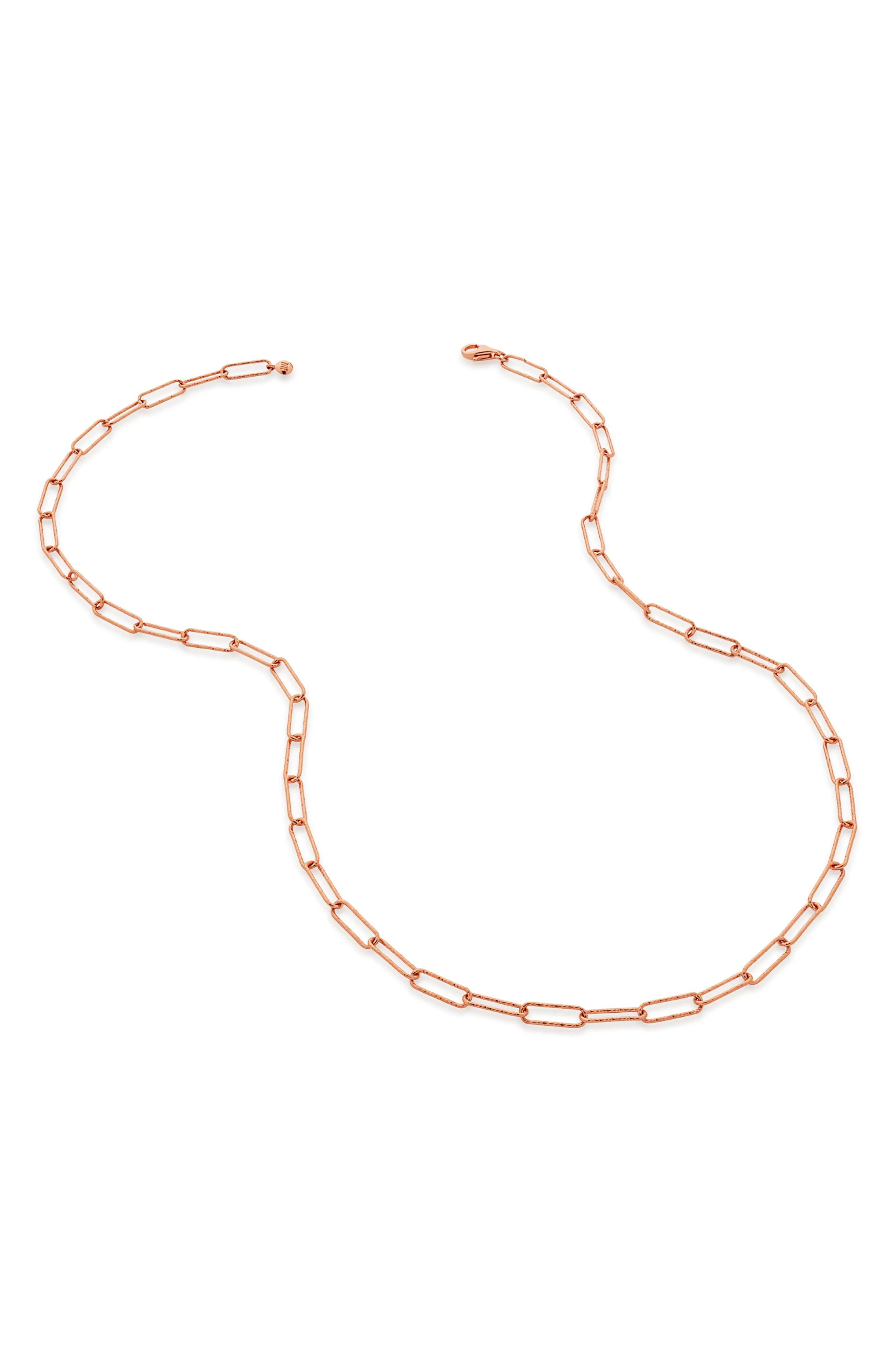 Monica Vinader Alta Textured Chain Necklace in Rose Gold at Nordstrom | Nordstrom