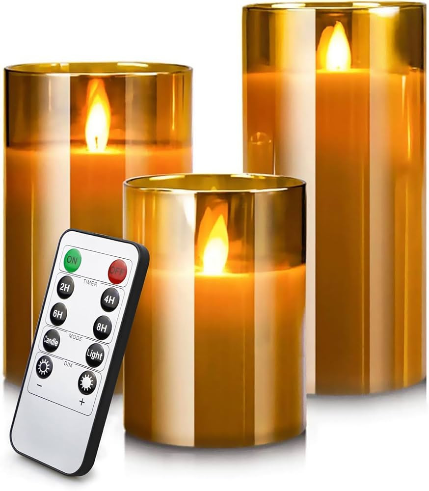 Led Flameless Candles, Battery Operated Flickering Candles Pillar Real Wax Moving Flame Electric ... | Amazon (US)