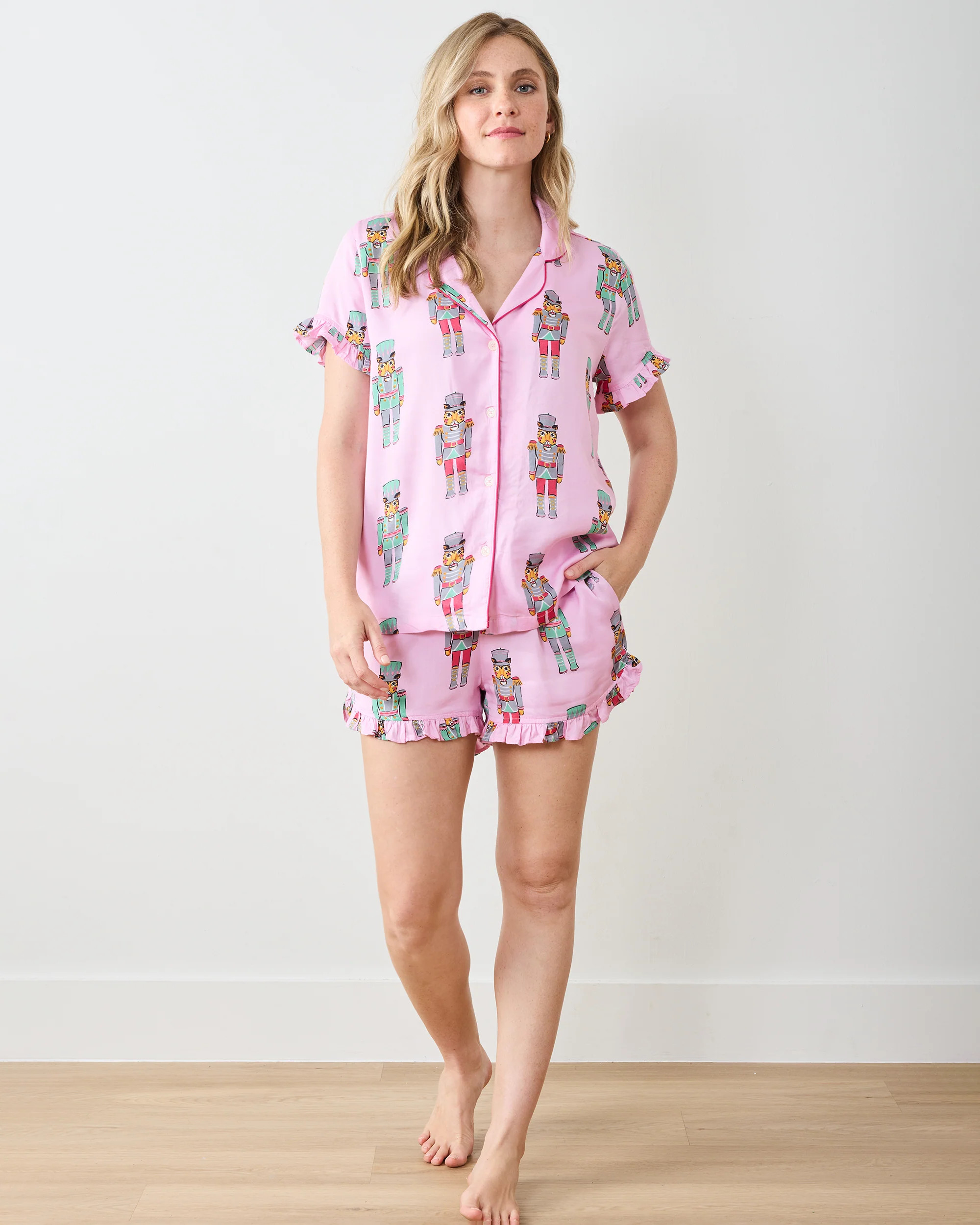 Leopard Nutcrackers - Eco Satin Ruffle Set - Pink Candy Cane | Printfresh