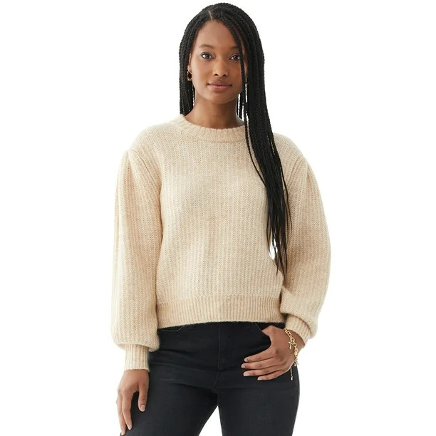 Scoop Women’s Cropped Balloon Sleeve Sweater | Walmart (US)