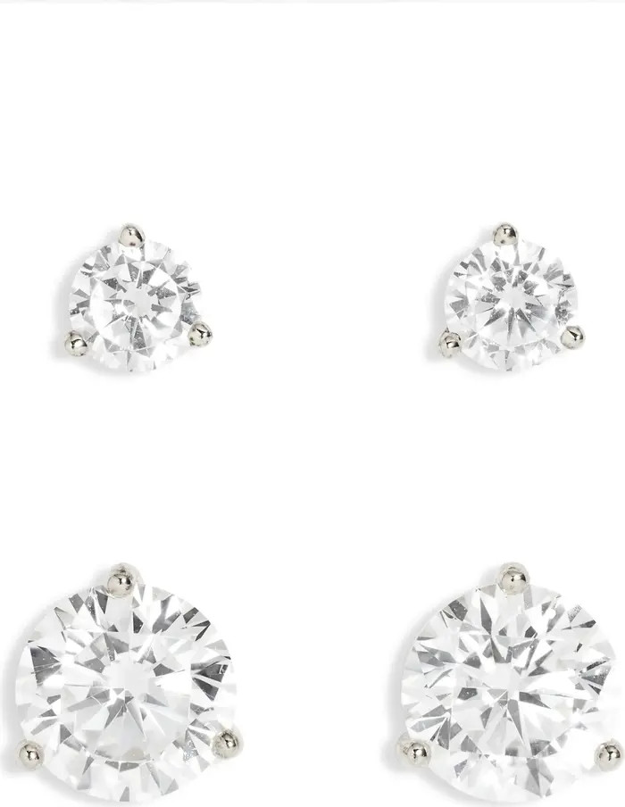 Set of 2 Cubic Zirconia Stud Earrings | Nordstrom