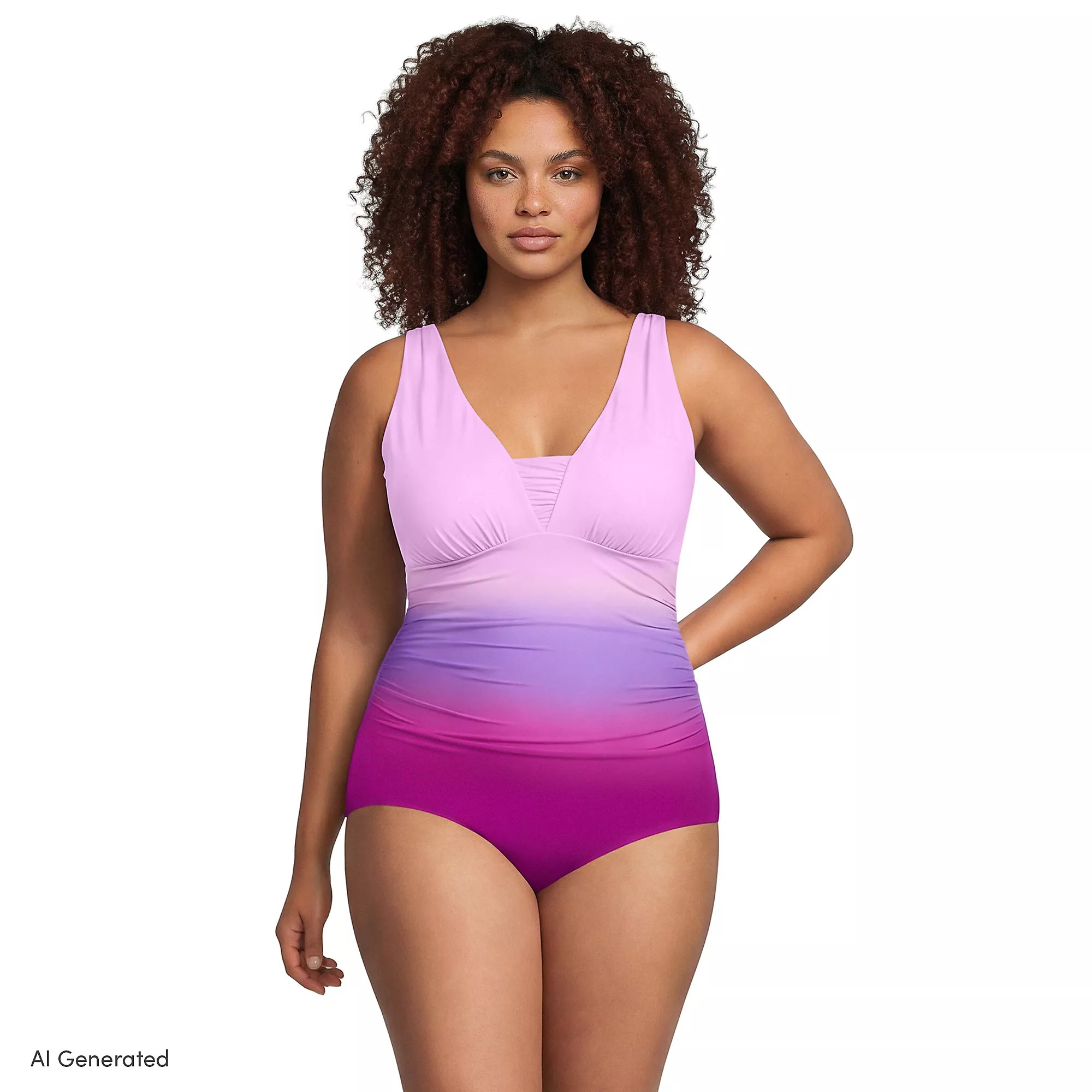 Women's Plus Size New SlenderSuit Grecian Adjustable Low Leg One Piece | Lands' End (US)