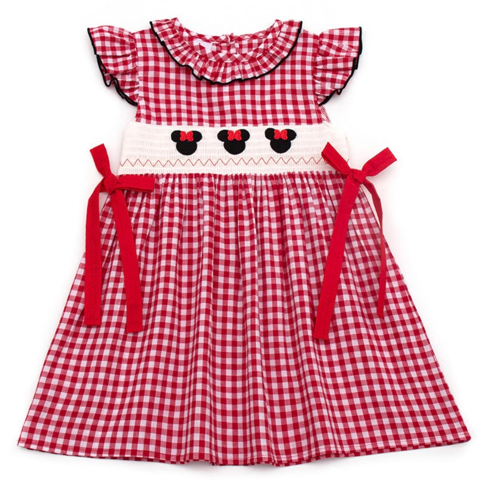 Red Gingham Smocked Minnie Mouse Dress - Etsy | Etsy (US)