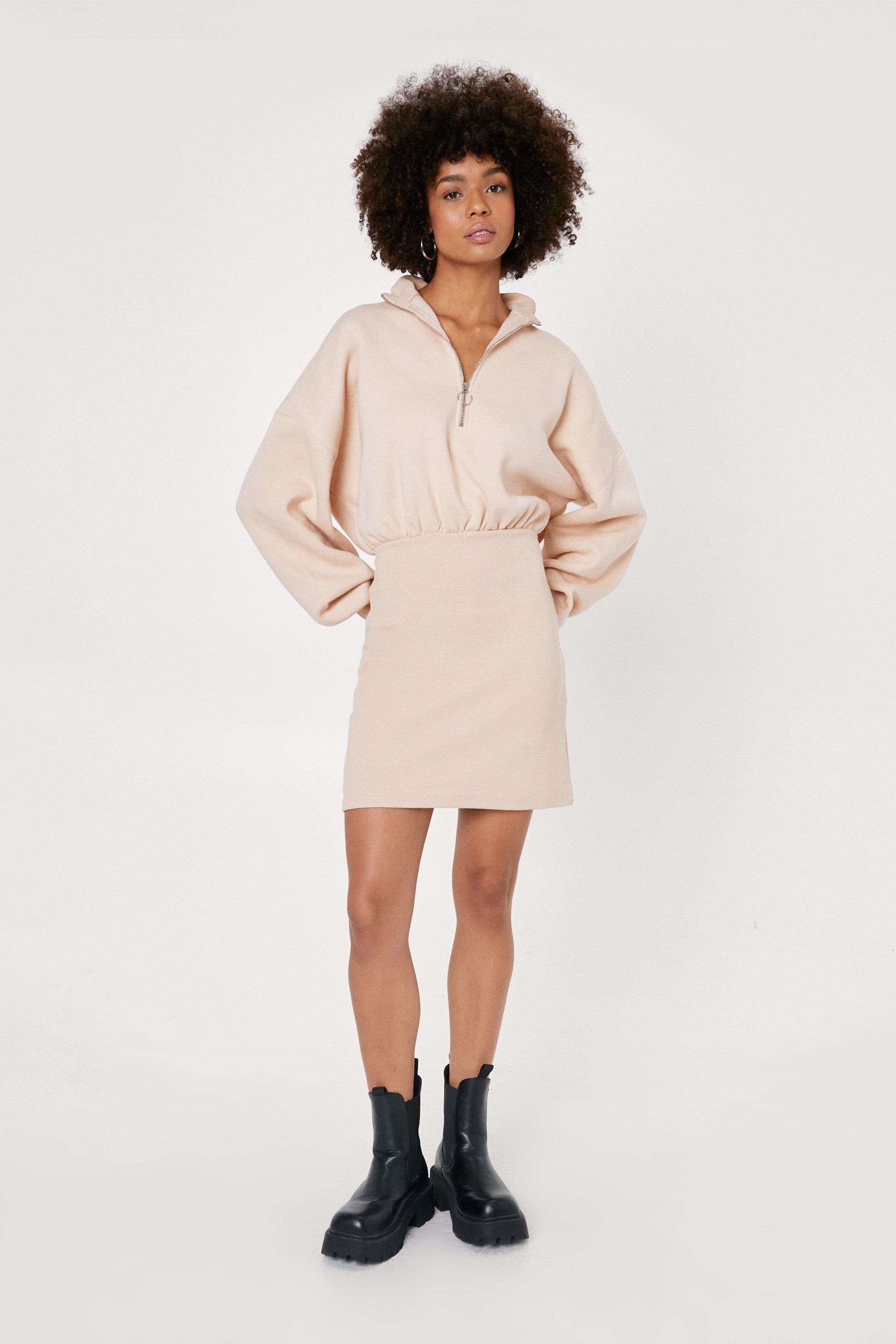 Zip Down Bodycon Mini Sweater Dress | Nasty Gal (US)