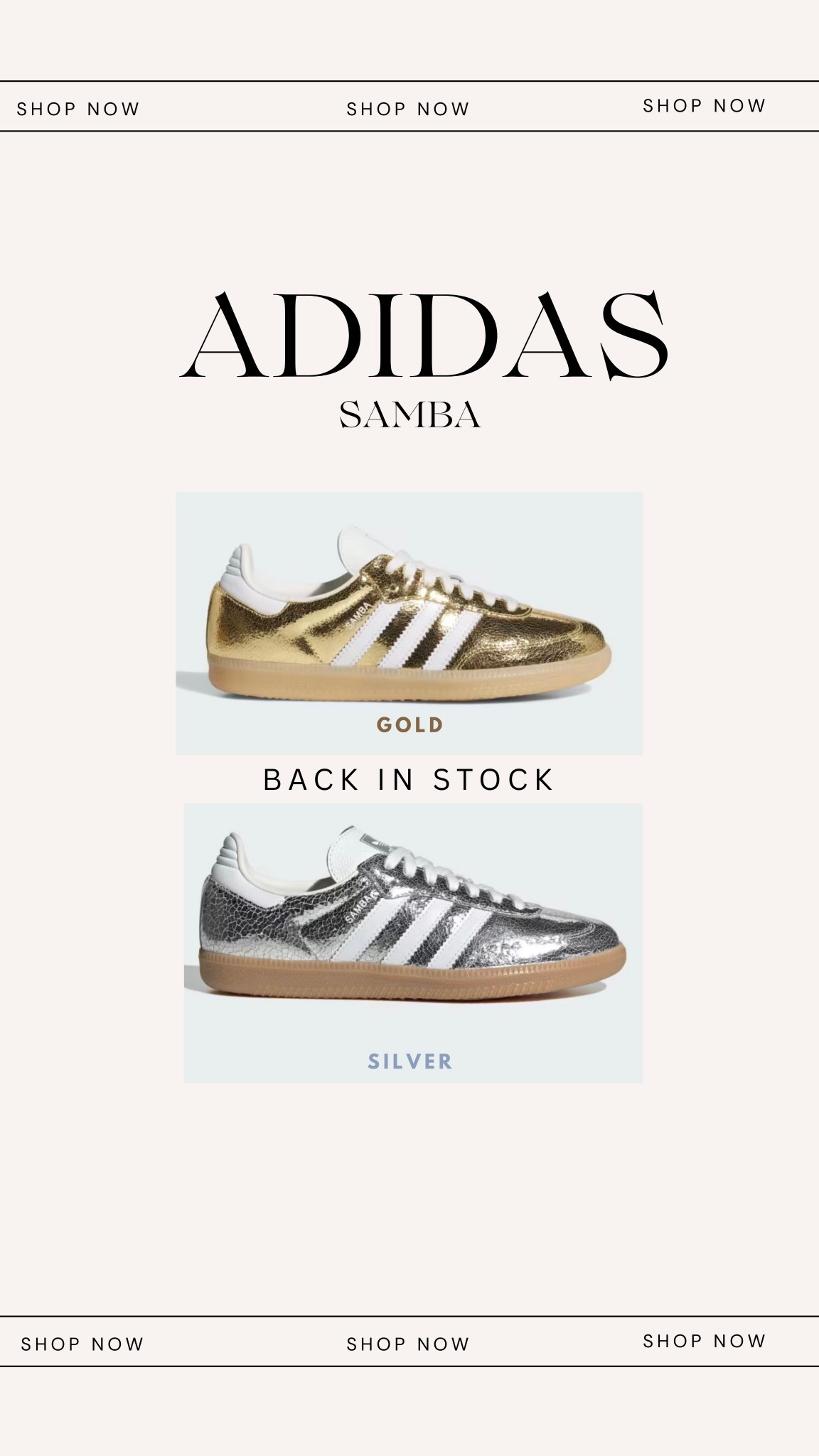 Adidas samba metallic! BACK IN STOCK 

#LTKootd #LTKGiftGuide #LTKgrwm